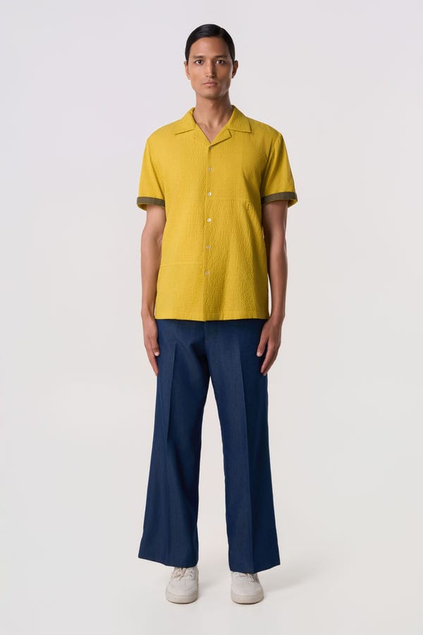Line out Line — Citrine Seersucker Camp Shirt