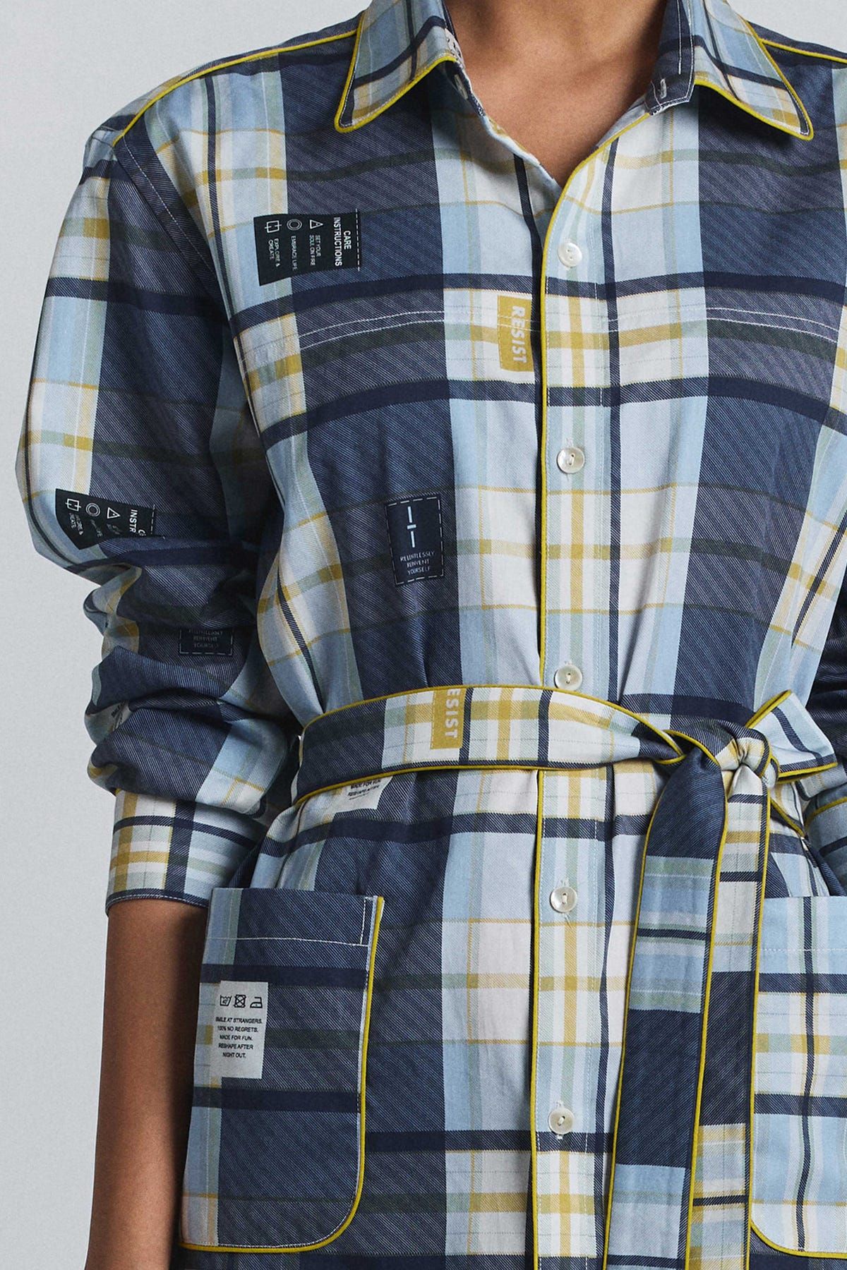 Vintage Checkered Shirt Dress - image 7