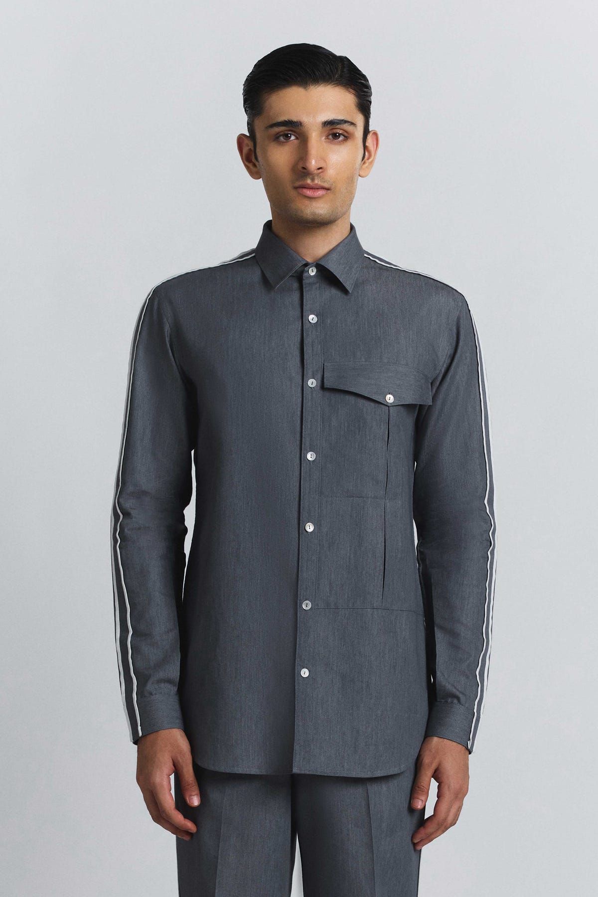 Geofaceted Piping Shirt - image 1