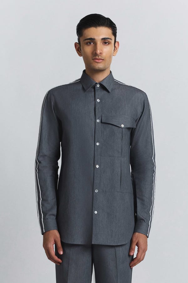Line out Line — Geofaceted Piping Shirt