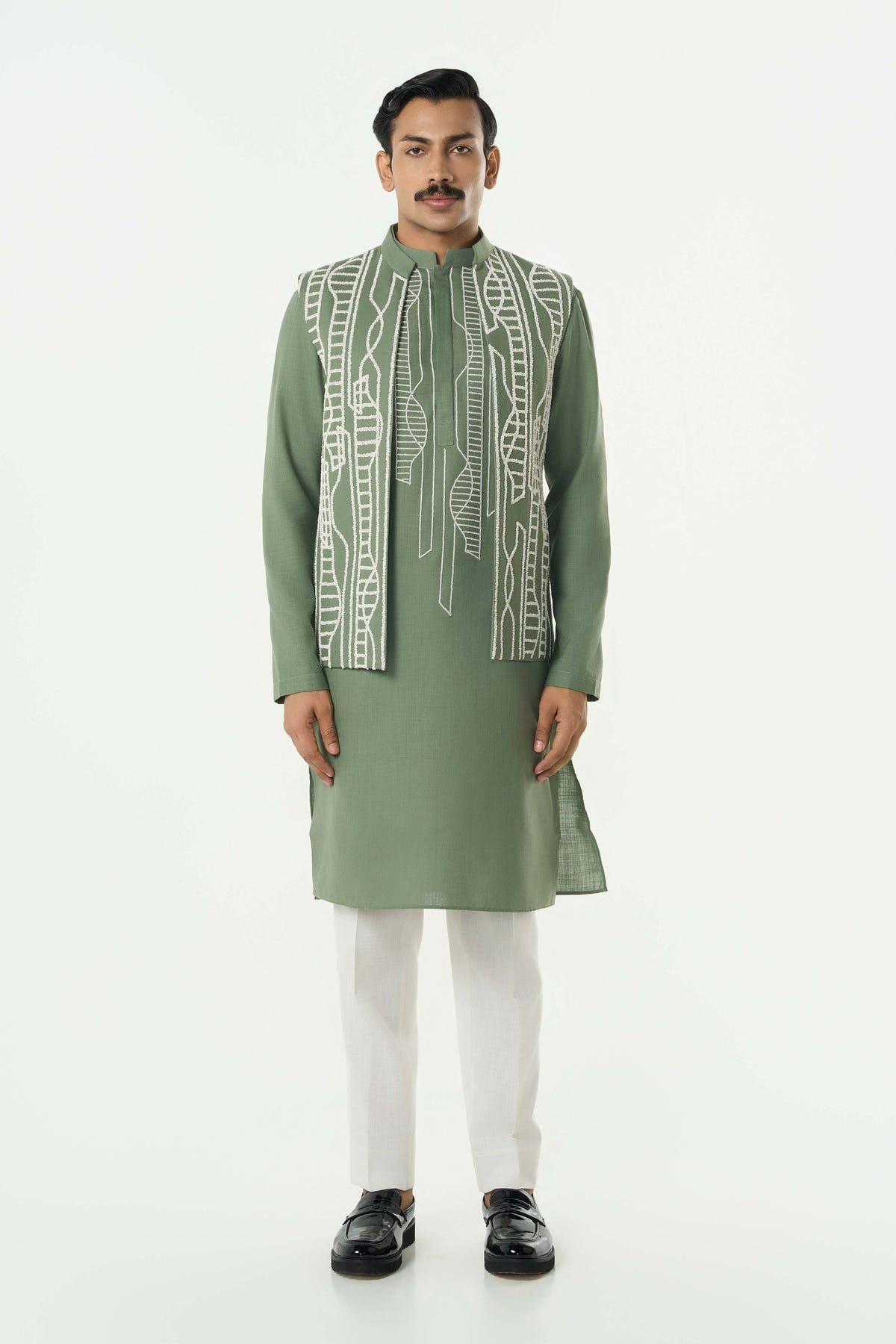 Grill Grid Bandi Jacket Set - Sage green - image 1
