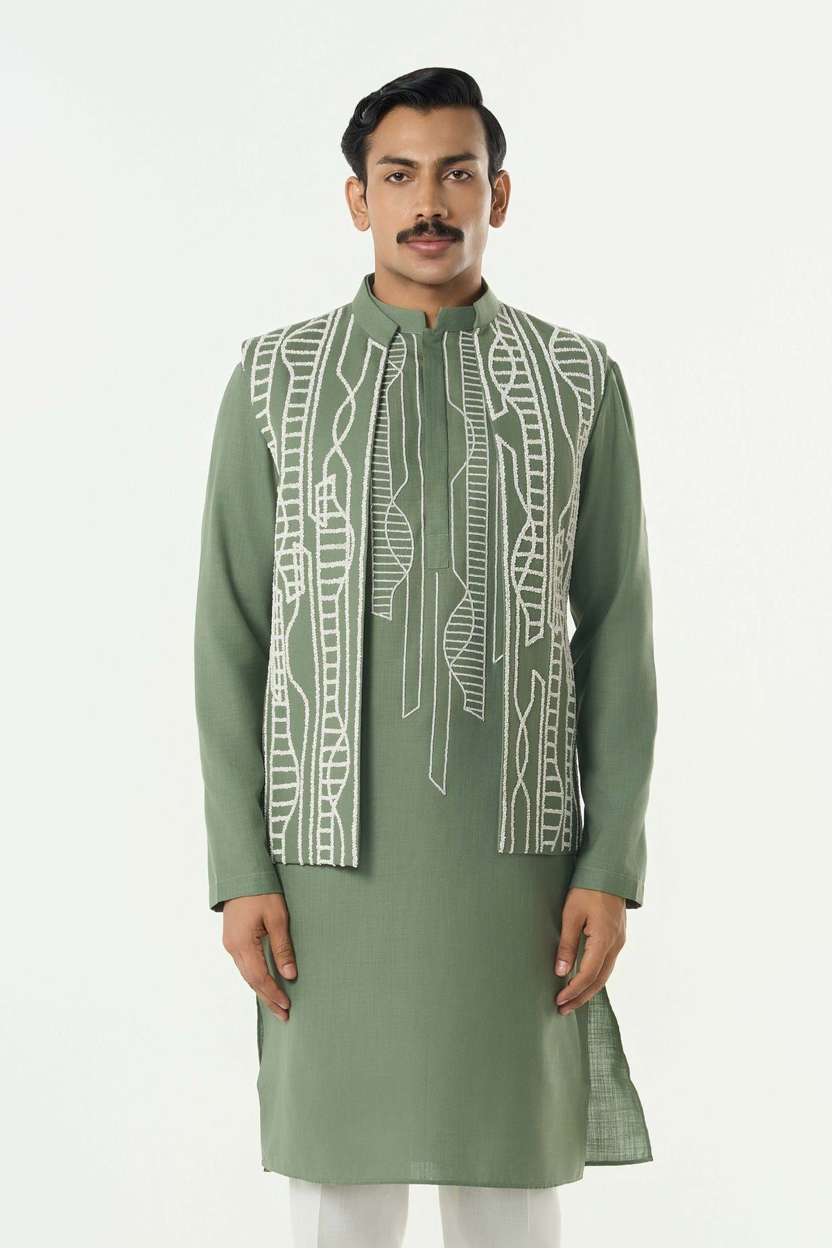 Grill Grid Bandi Jacket Set - Sage green - image 3