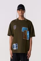 Multi-Patch Graphic T-Shirt Olive view 1