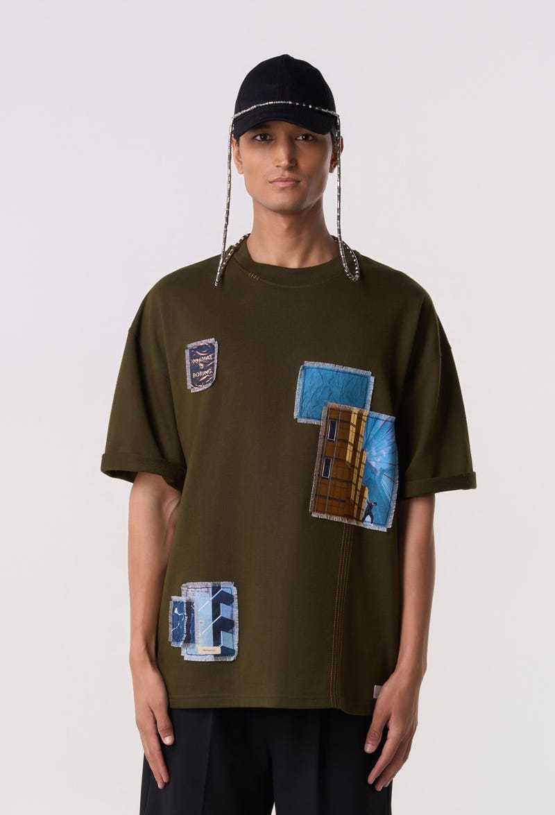 Multi-Patch Graphic T-Shirt Olive