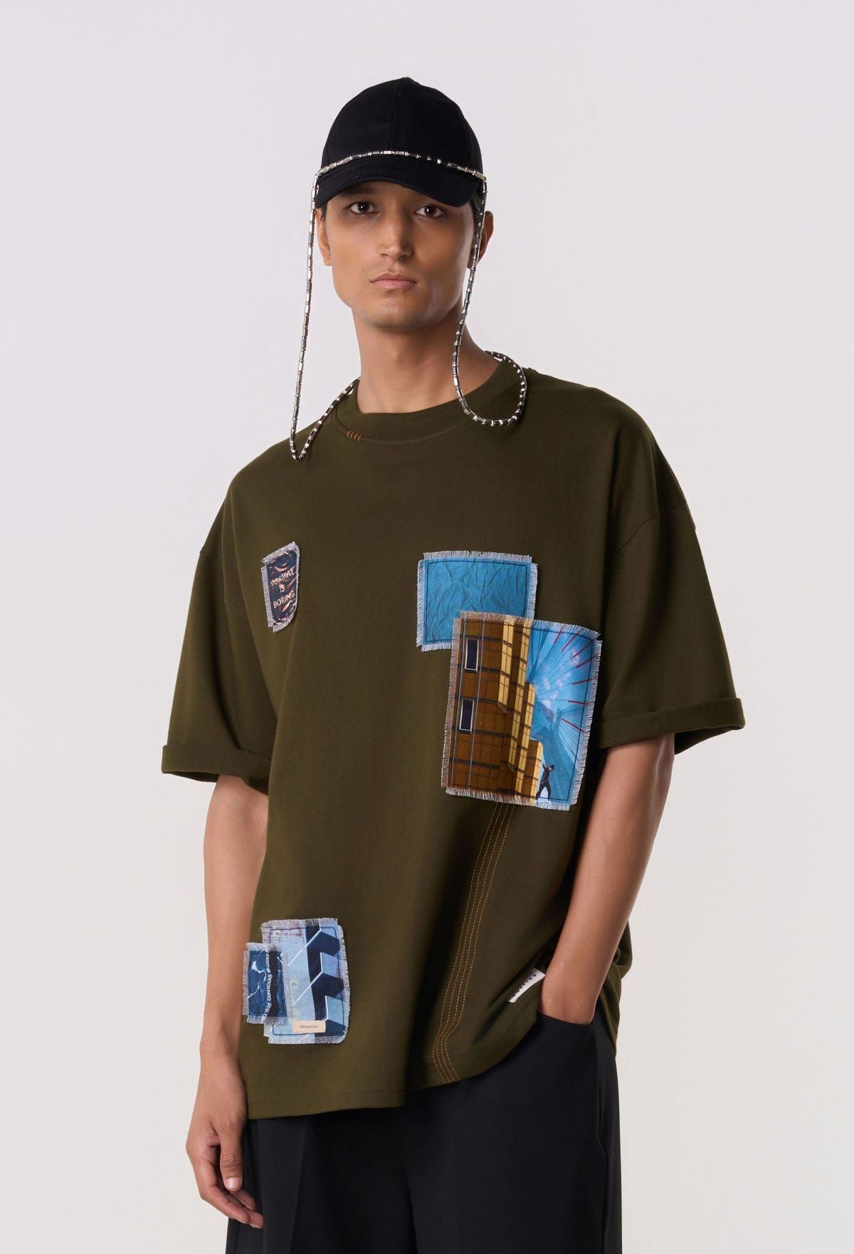 Multi-Patch Graphic T-Shirt Olive - image 3