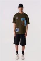 Multi-Patch Graphic T-Shirt Olive view 4