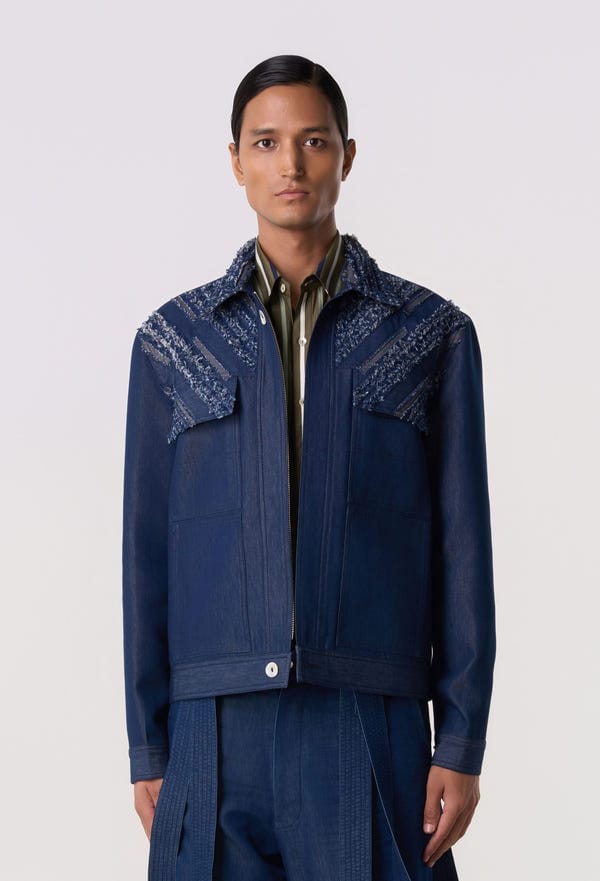 Line out Line — Raw-Edge Trucker Shacket