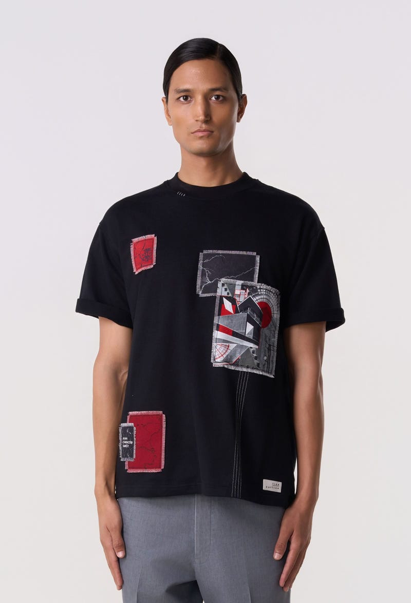 Multi-Patch Graphic Tee Black