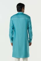 Meta Grid Kurta - Teal Blue view 2