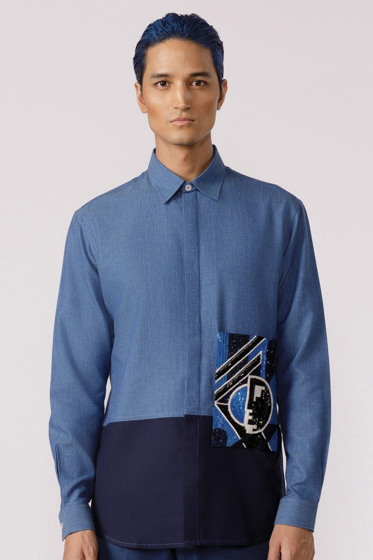 Shapes of emotion embroidered patchpocket shirt - image 1