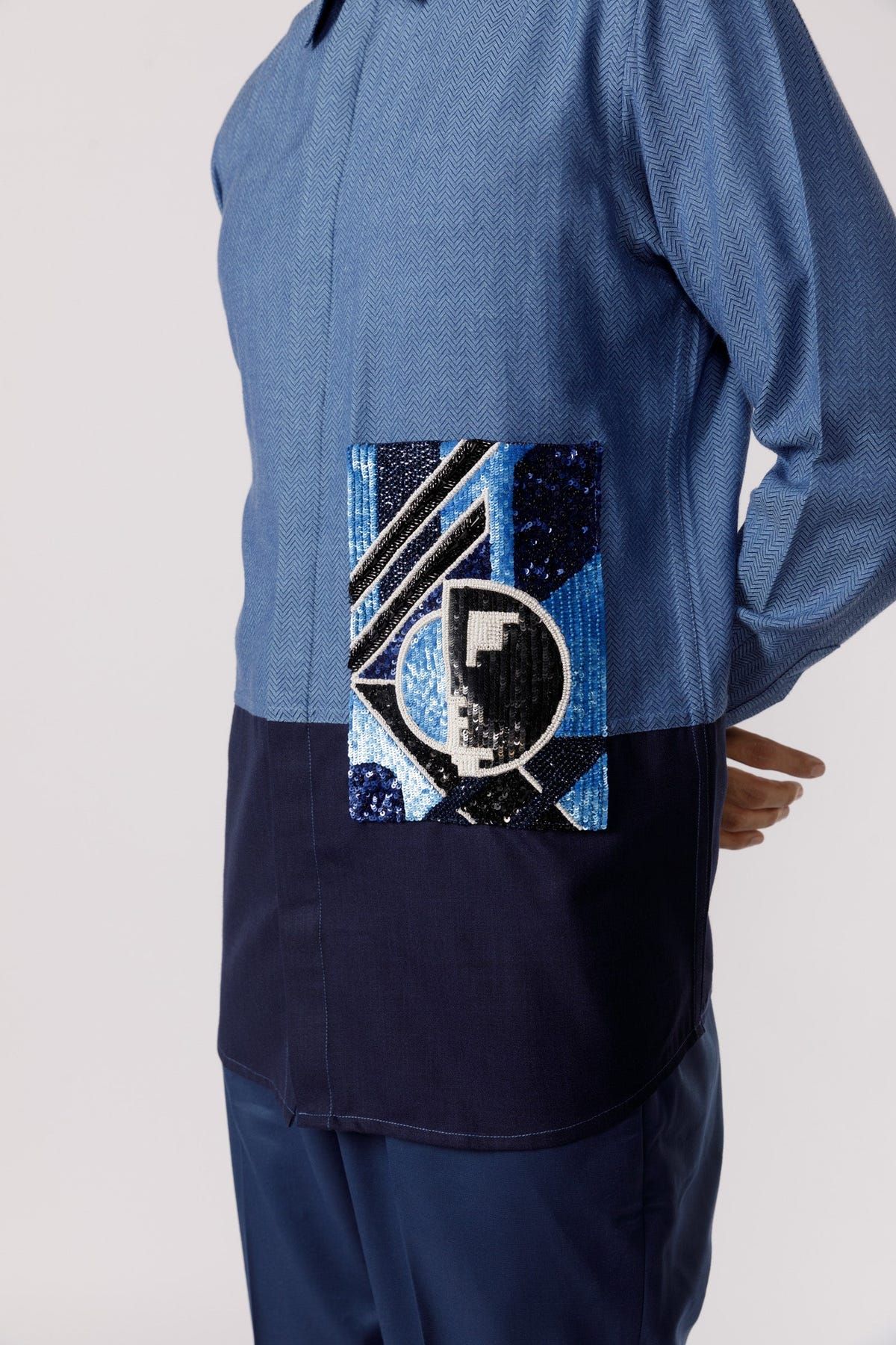 Shapes of emotion embroidered patchpocket shirt - image 4