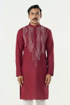 Grill Grid Kurta - Maroon view 1