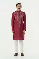 Grill Grid Kurta - Maroon view 3