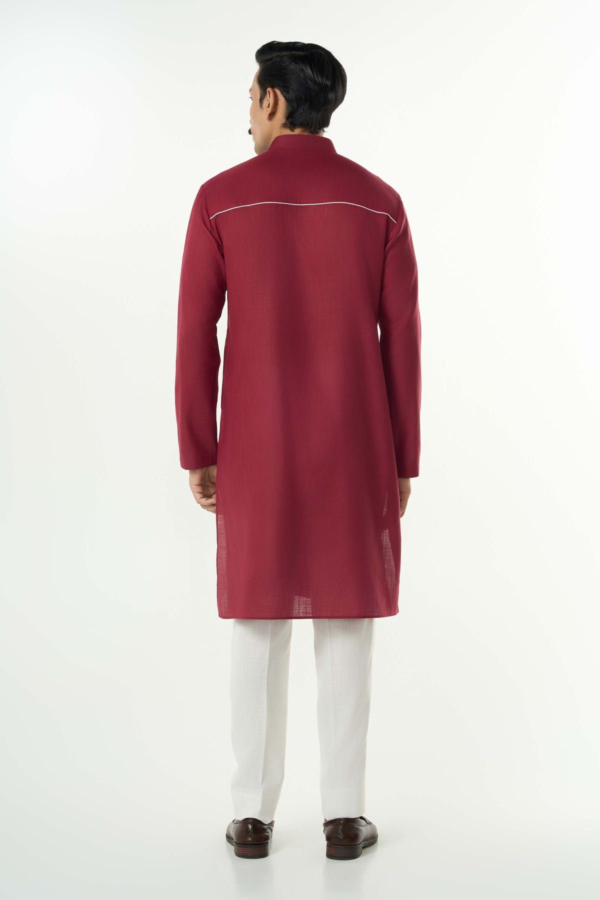 Grill Grid Kurta - Maroon - image 4