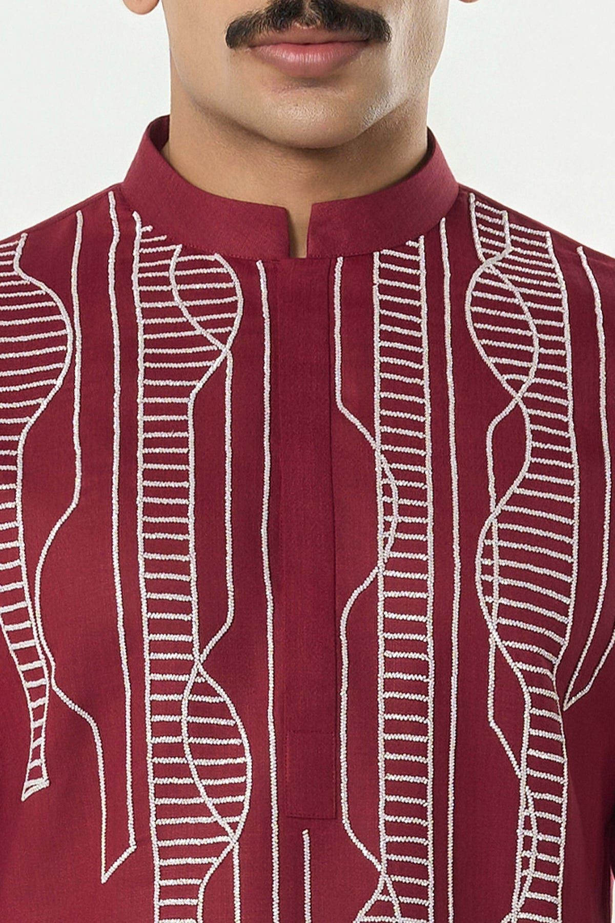 Grill Grid Kurta - Maroon - image 6