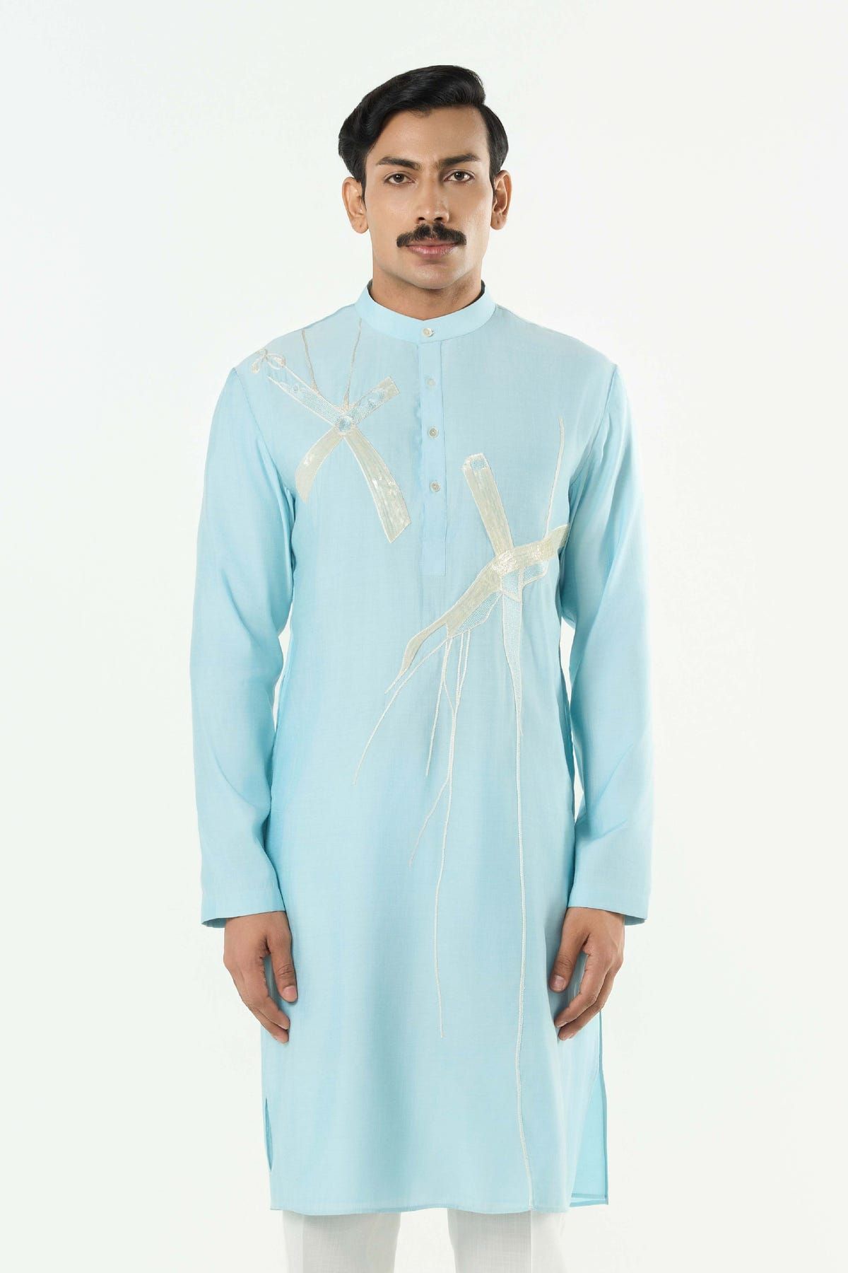 Axis Embroidered Kurta - Pastel Blue - image 1