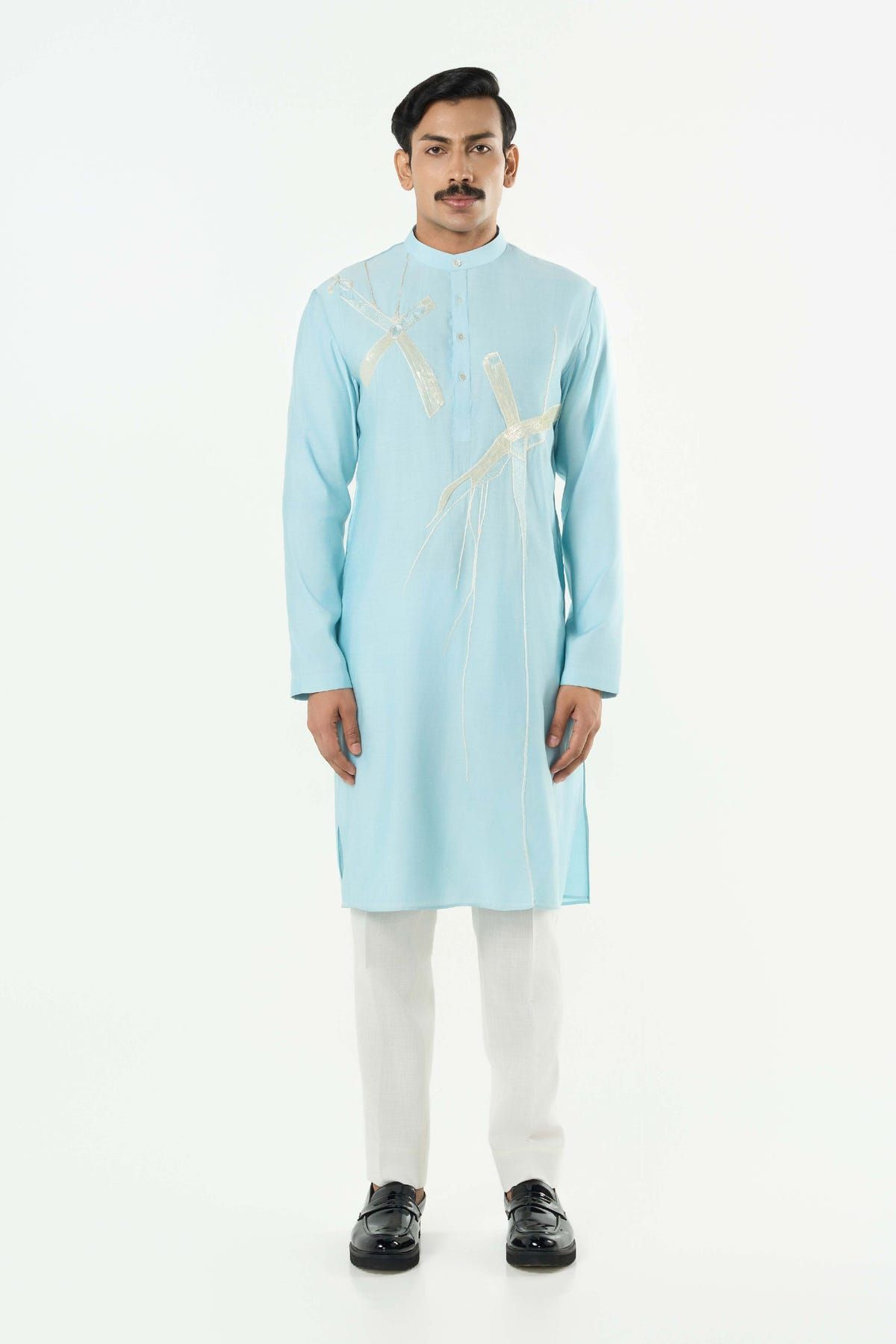 Axis Embroidered Kurta - Pastel Blue - image 3