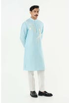 Axis Embroidered Kurta - Pastel Blue view 5