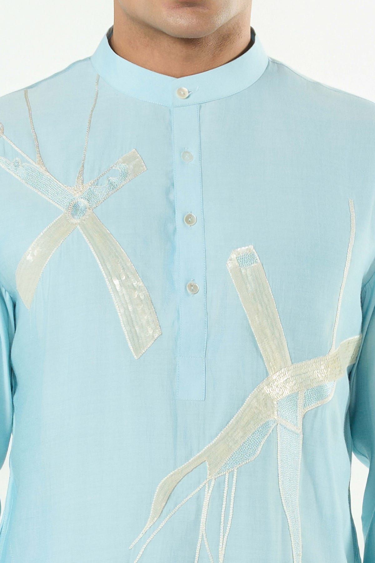 Axis Embroidered Kurta - Pastel Blue - image 6