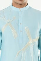 Axis Embroidered Kurta - Pastel Blue view 6