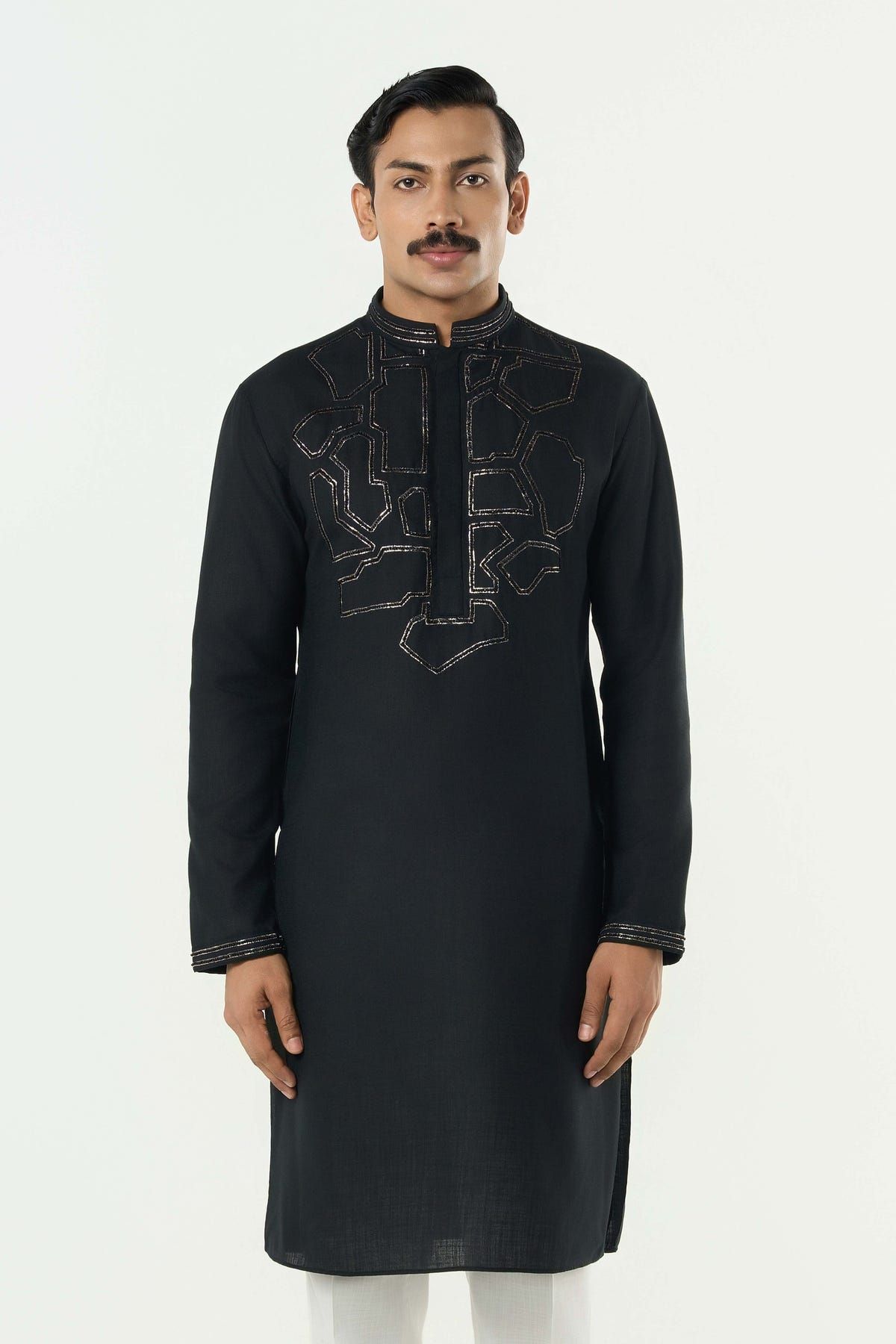 Geo Frame Kurta - Black - image 1