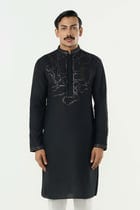 Geo Frame Kurta - Black view 1