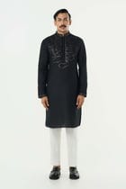 Geo Frame Kurta - Black view 3
