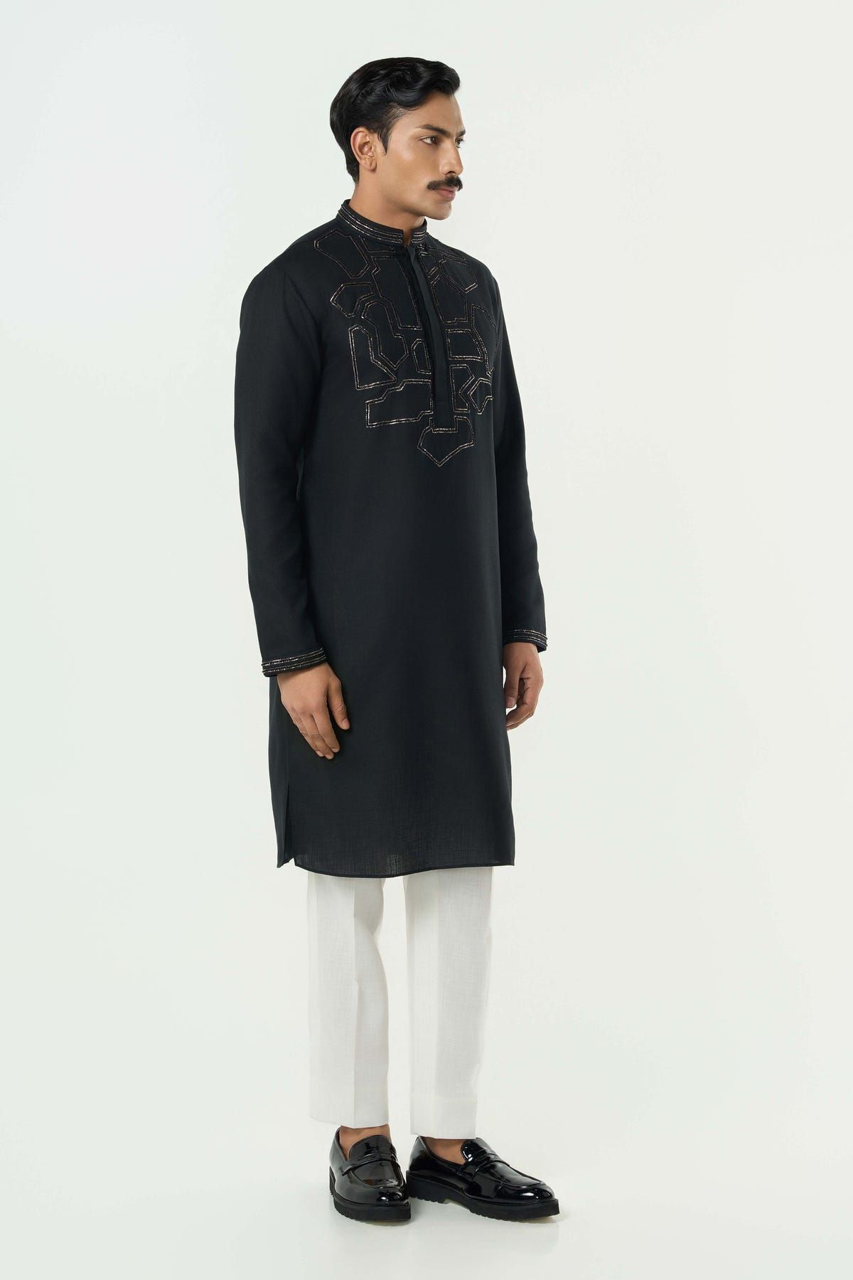 Geo Frame Kurta - Black - image 5