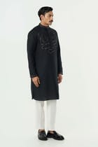 Geo Frame Kurta - Black view 5