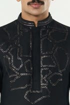 Geo Frame Kurta - Black view 6