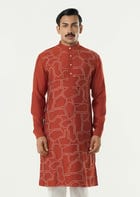 Geo Block Kurta - Rust view 1