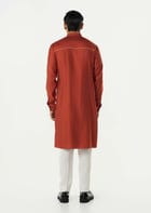 Geo Block Kurta - Rust view 4