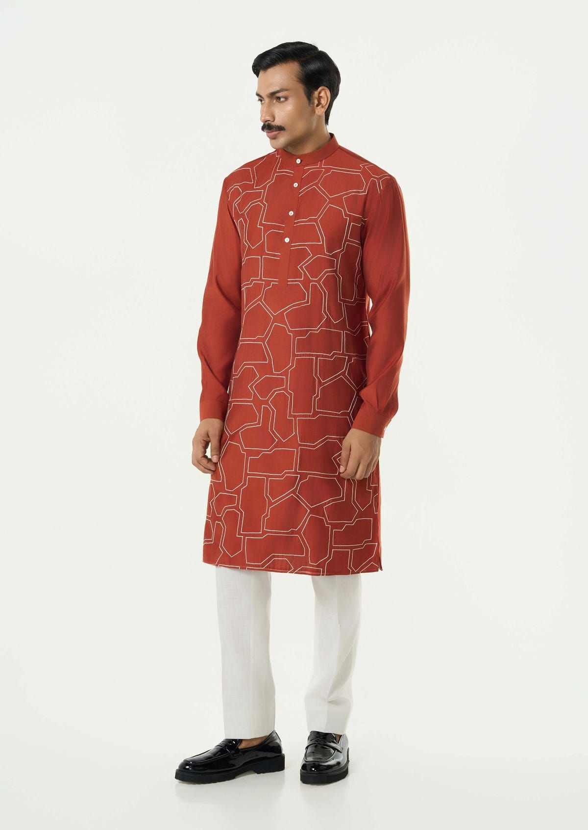 Geo Block Kurta - Rust - image 5