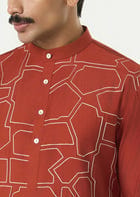 Geo Block Kurta - Rust view 6