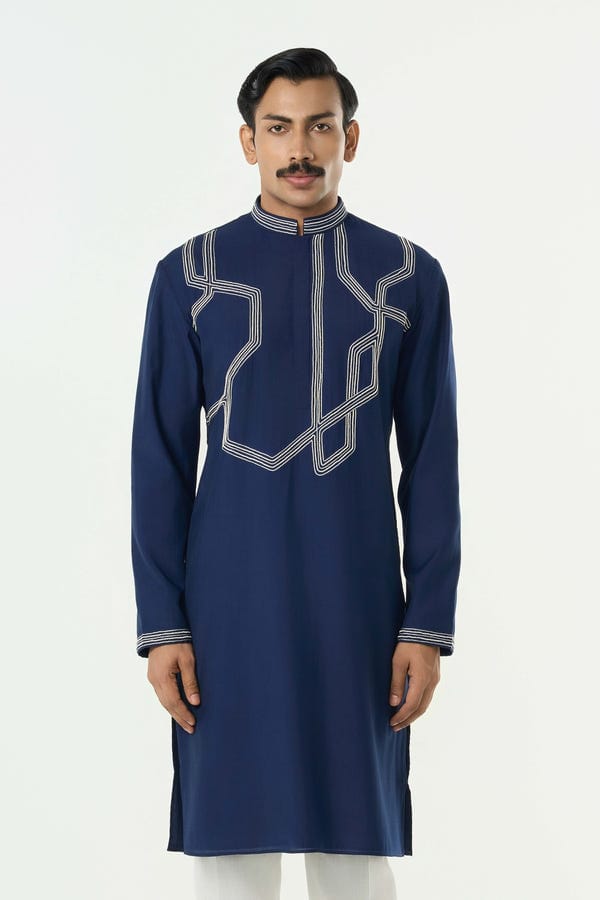 Line out Line — Meta Twist Kurta - Navy Blue