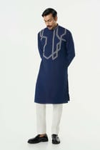 Meta Twist Kurta - Navy Blue view 5
