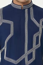 Meta Twist Kurta - Navy Blue view 6