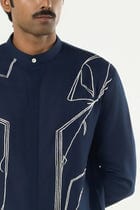 Classic Torrent Kurta - Navy Blue view 6