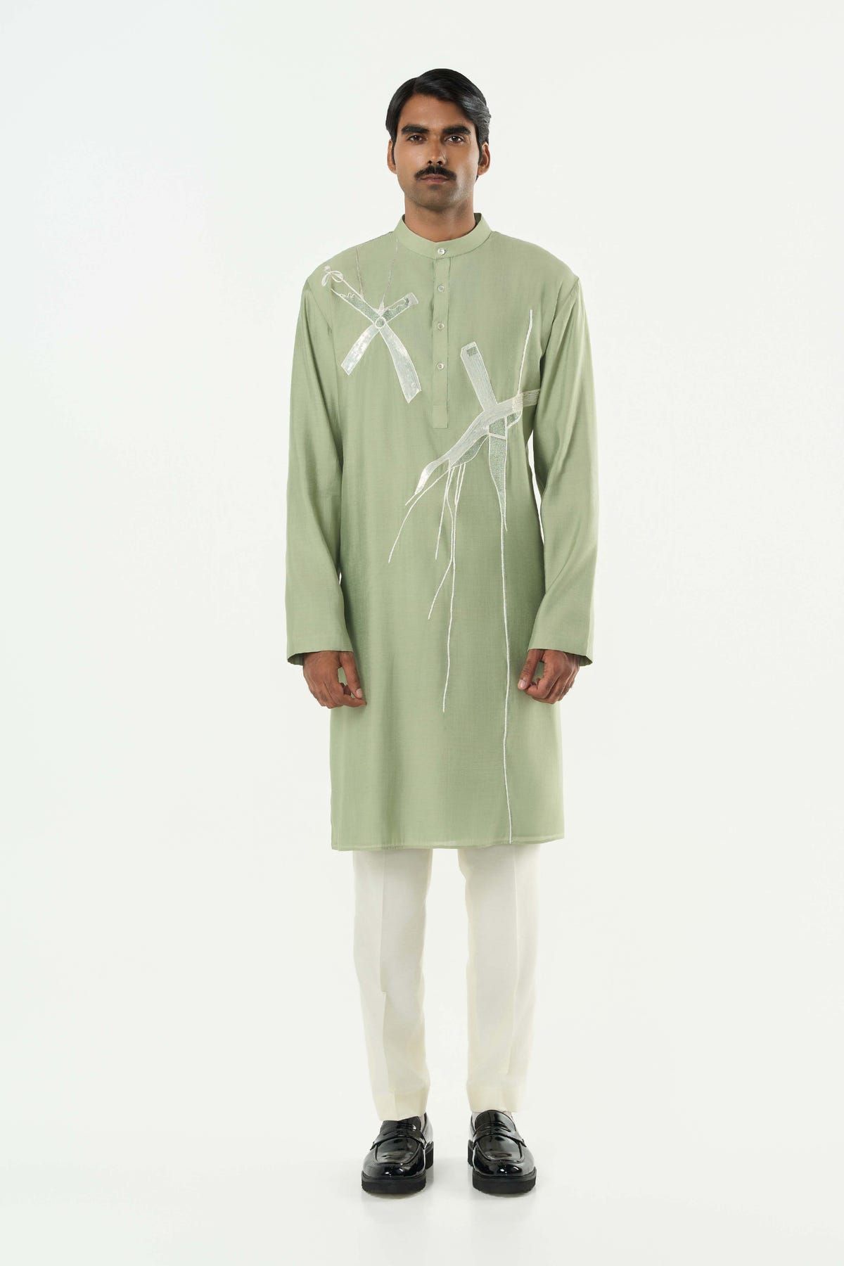 Axis Embroidered Kurta - Sage Green - image 3