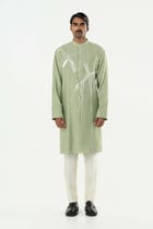 Axis Embroidered Kurta - Sage Green view 3