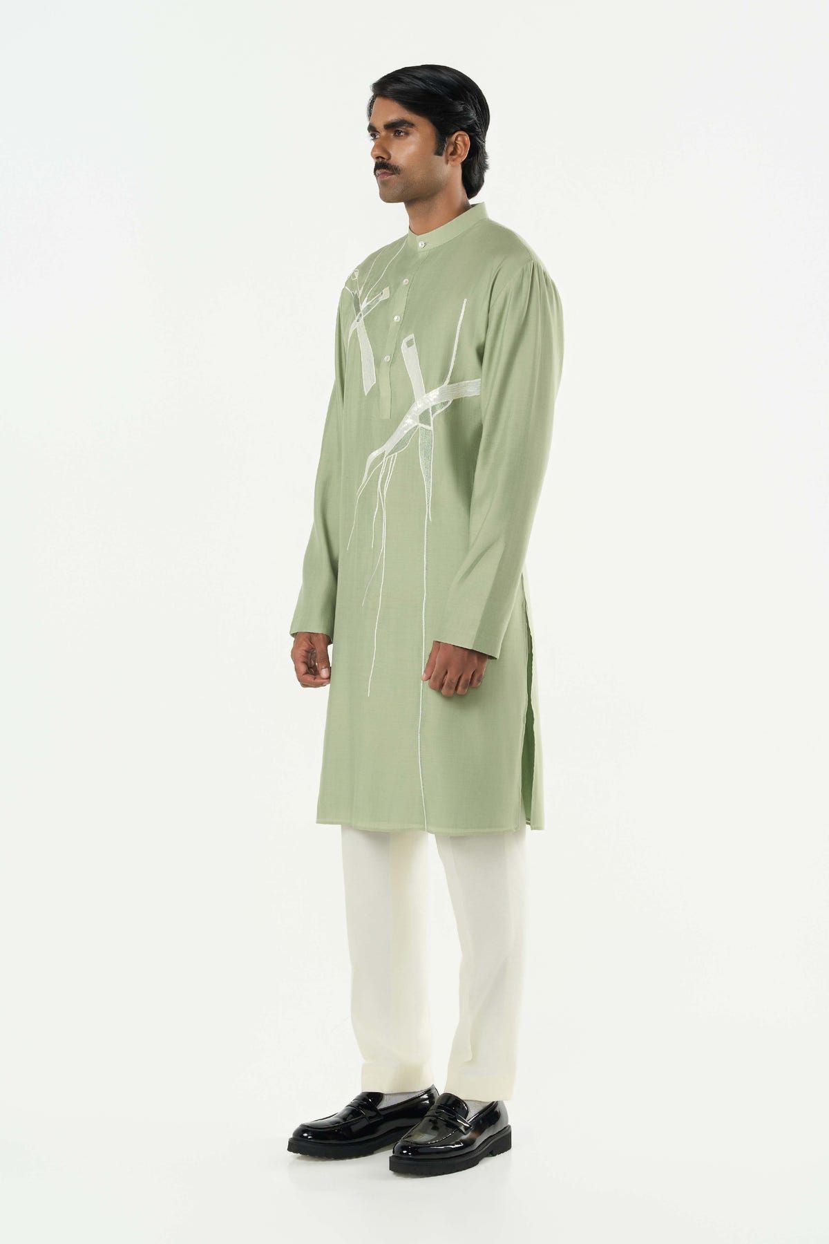 Axis Embroidered Kurta - Sage Green - image 5