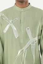 Axis Embroidered Kurta - Sage Green view 6