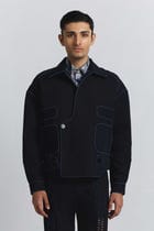 Navy Piping Bomber Jacket view 1