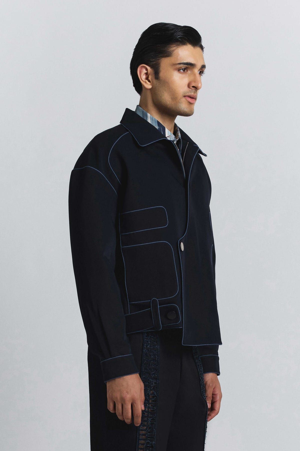 Navy Piping Bomber Jacket - image 3