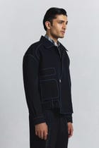 Navy Piping Bomber Jacket view 3