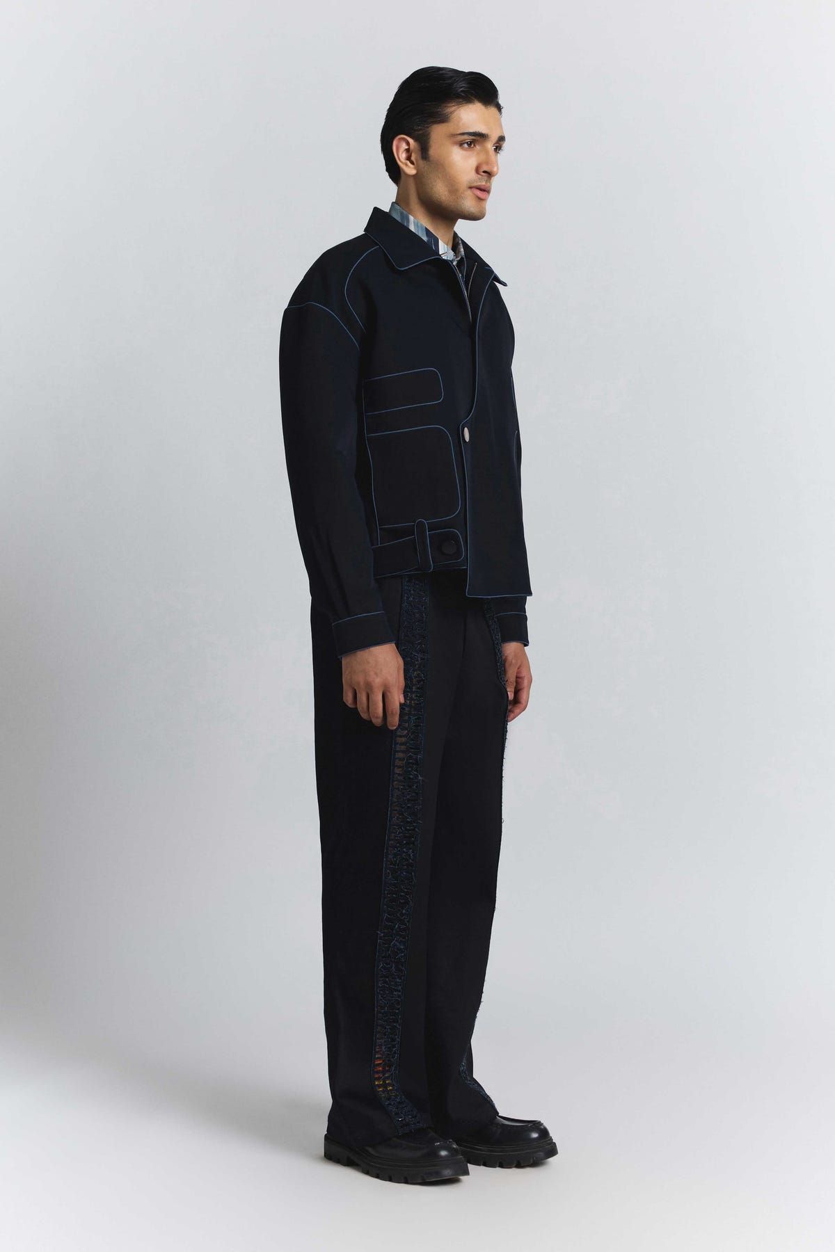 Navy Piping Bomber Jacket - image 5
