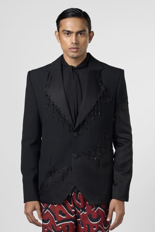 Line out Line — Dazzle Fringe Cut And Sew Blazer