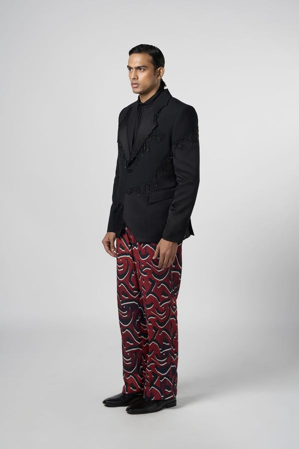 Line out Line — Dazzle Fringe Cut And Sew Blazer