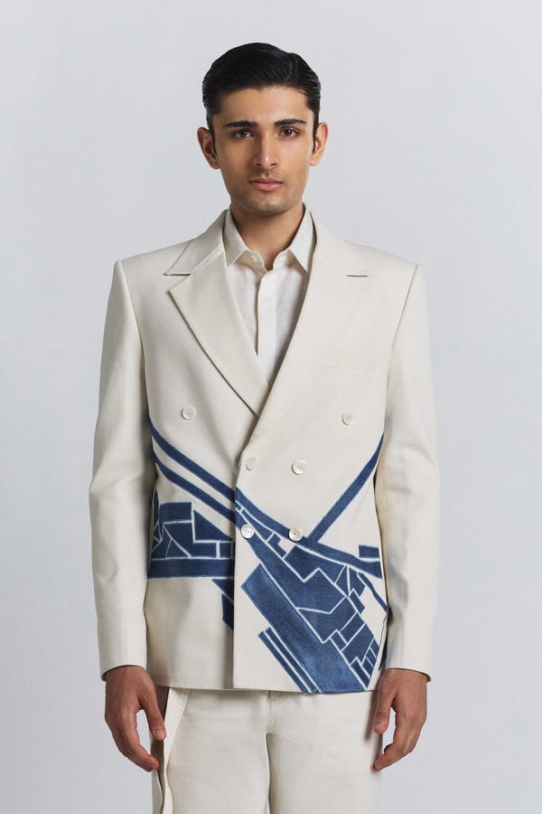 Line out Line — Urban Denim Patch Blazer