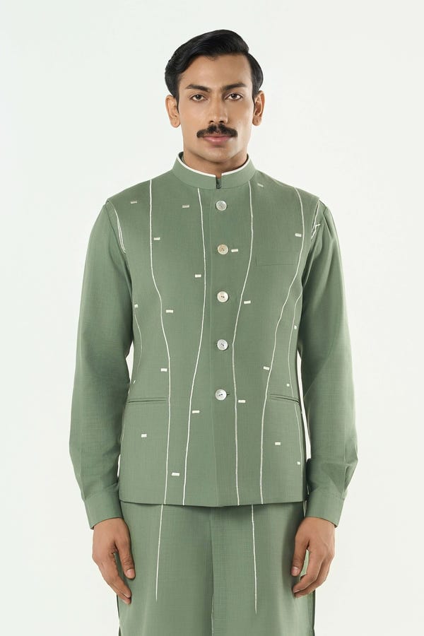 Line out Line — Warp Line Bandi Jacket - Sage Green